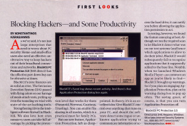 PC Magazine - First Looks - Blocking Hackers - and Some Productivity.